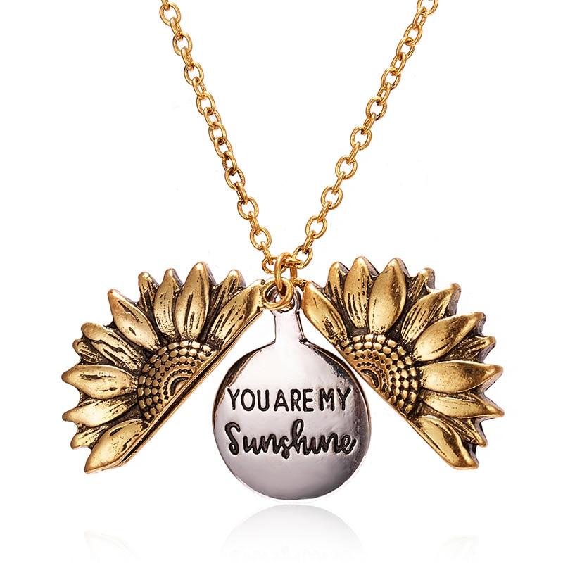 Sunflower necklace you are my sunshine open locket